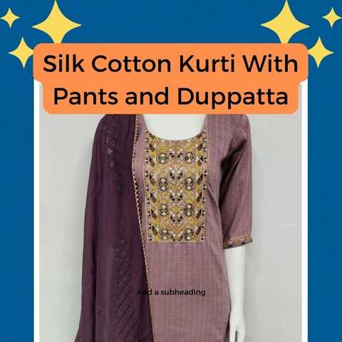 Silk-Cotton-Kurti-With-Pants-and_Duppattas