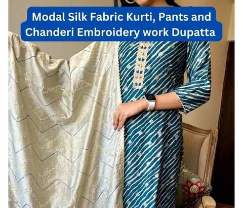 Modal_Silk_Fabric_Kurti_Pants-and_Chanderi_Embroidery_work