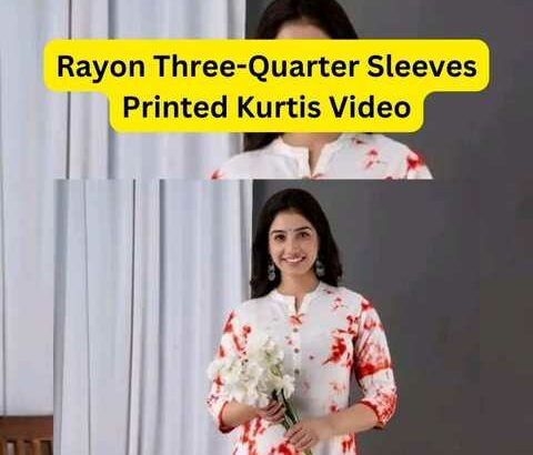 Rayon Three-Quarter Sleeves Printed Kurtis