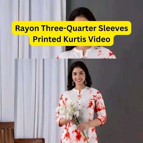 Rayon Three-Quarter Sleeves Printed Kurtis