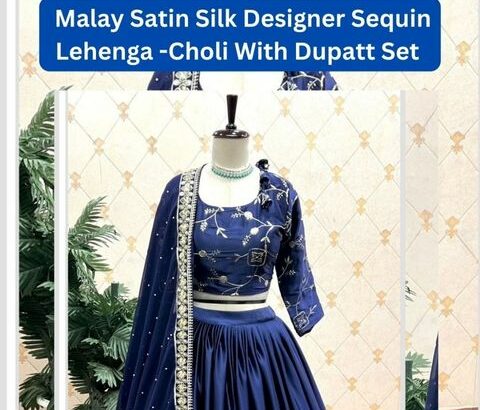 Malay Satin Silk Designer Sequin Lehenga