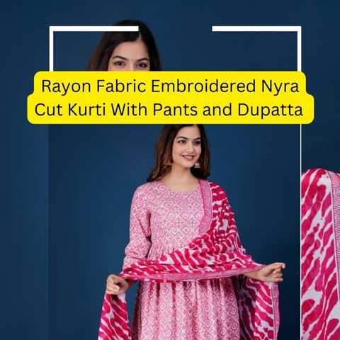 Rayon Fabric Embroidered Nyra Cut Kurti