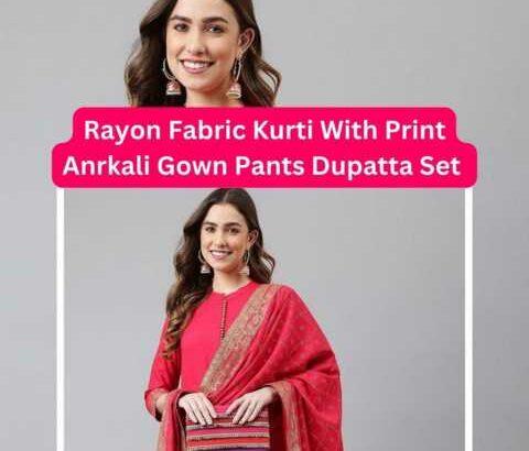 Rayon Fabric Kurti With Print Anrkali Gown