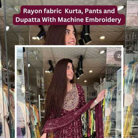 Rayon fabric Kurta, Pants and Dupatta
